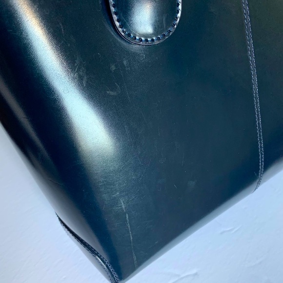 Italian Tod’s iconic D-bag large tote shoulder bag shiny real leather navy blue - Picture 15 of 16